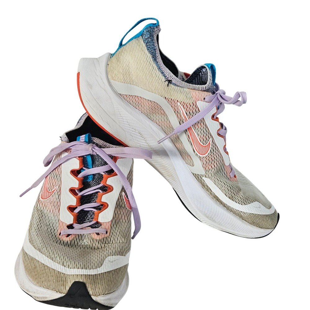 Nike Zoom Fly 4 Running Shoes 8.5 White Orange Blue CT2401-100